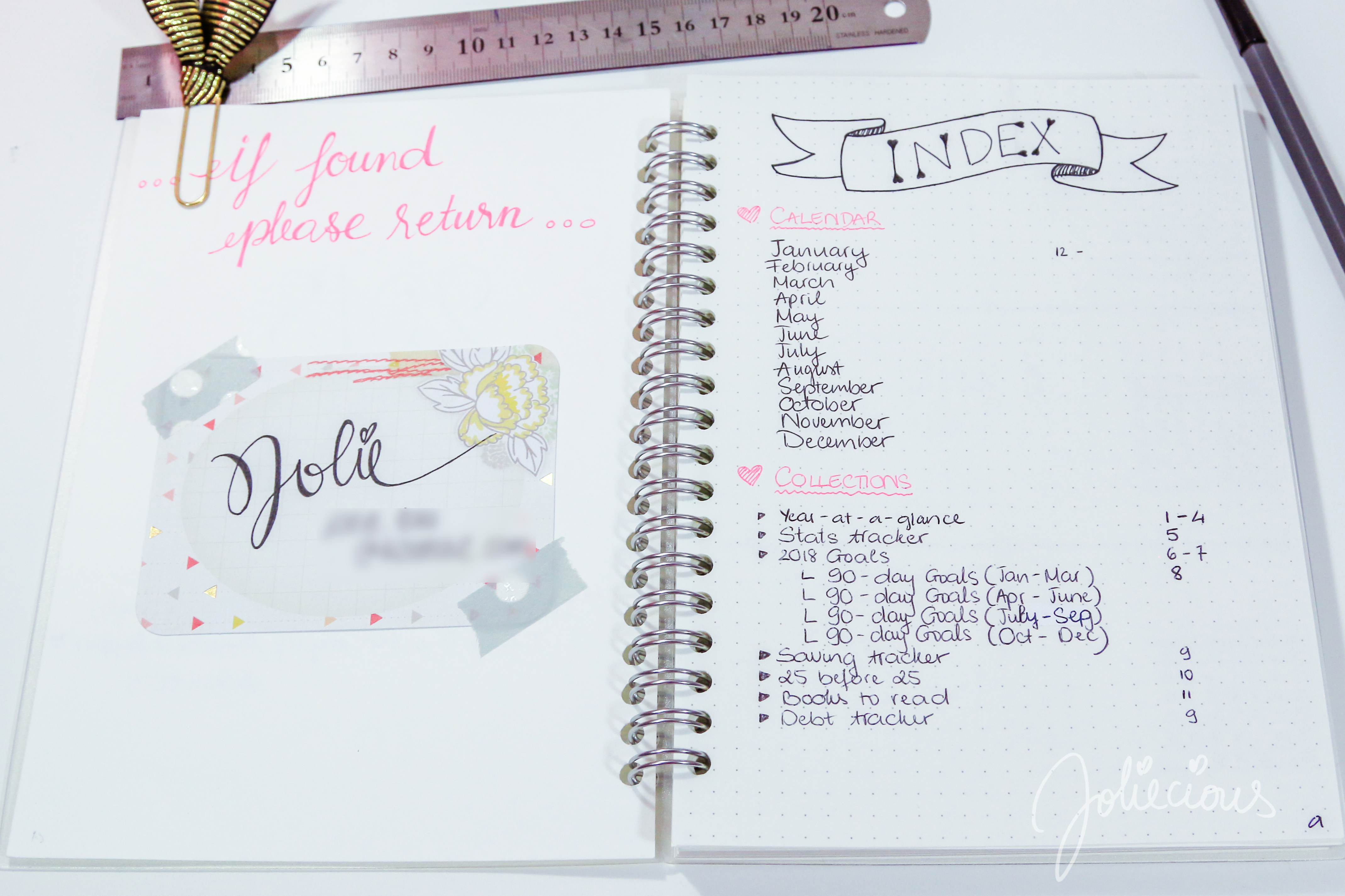 2018 Bullet Journal Flip Through - 2018 Set Up - Joliecious
