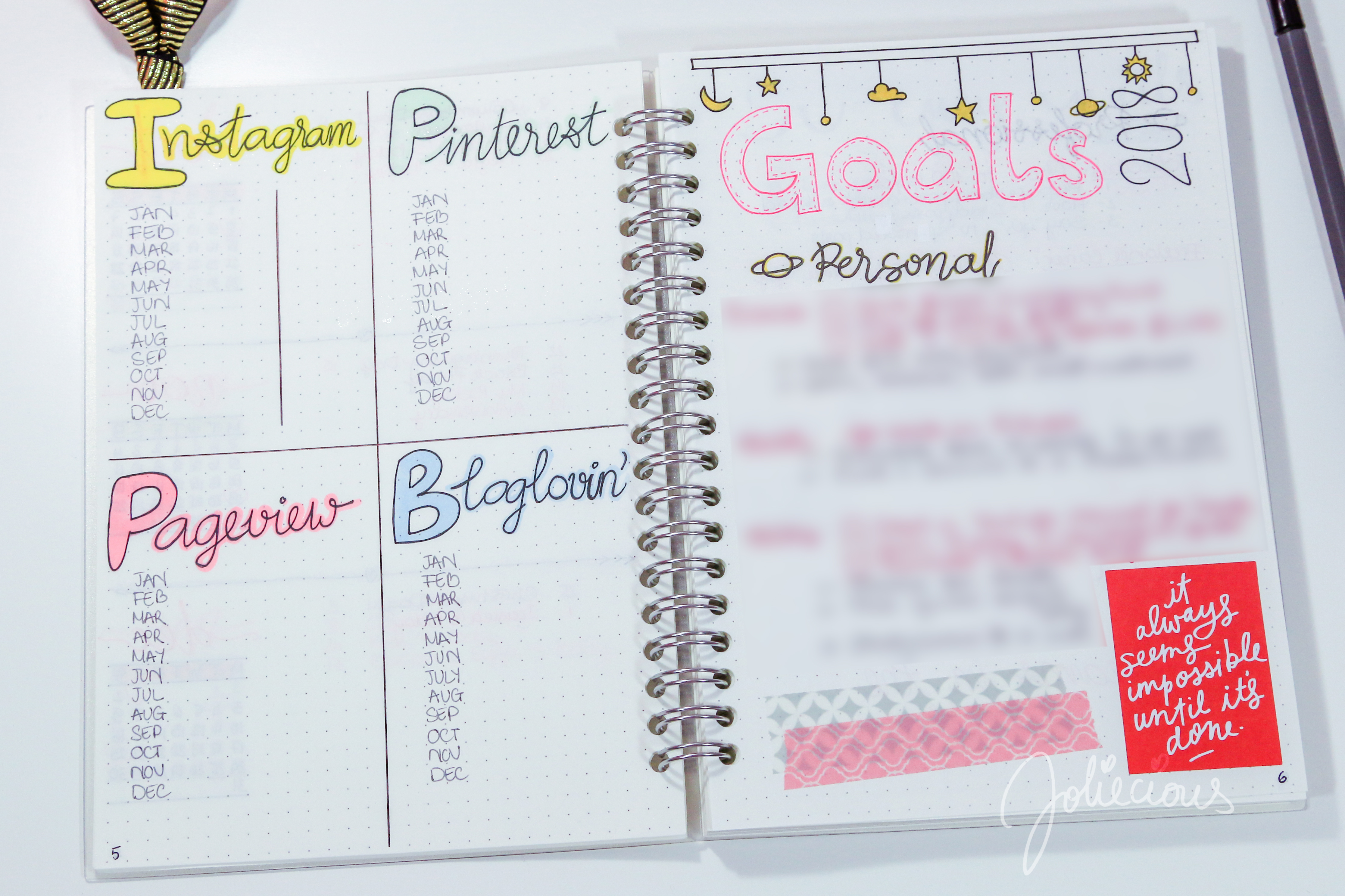 2018 Bullet Journal Flip Through - 2018 Set Up - Joliecious