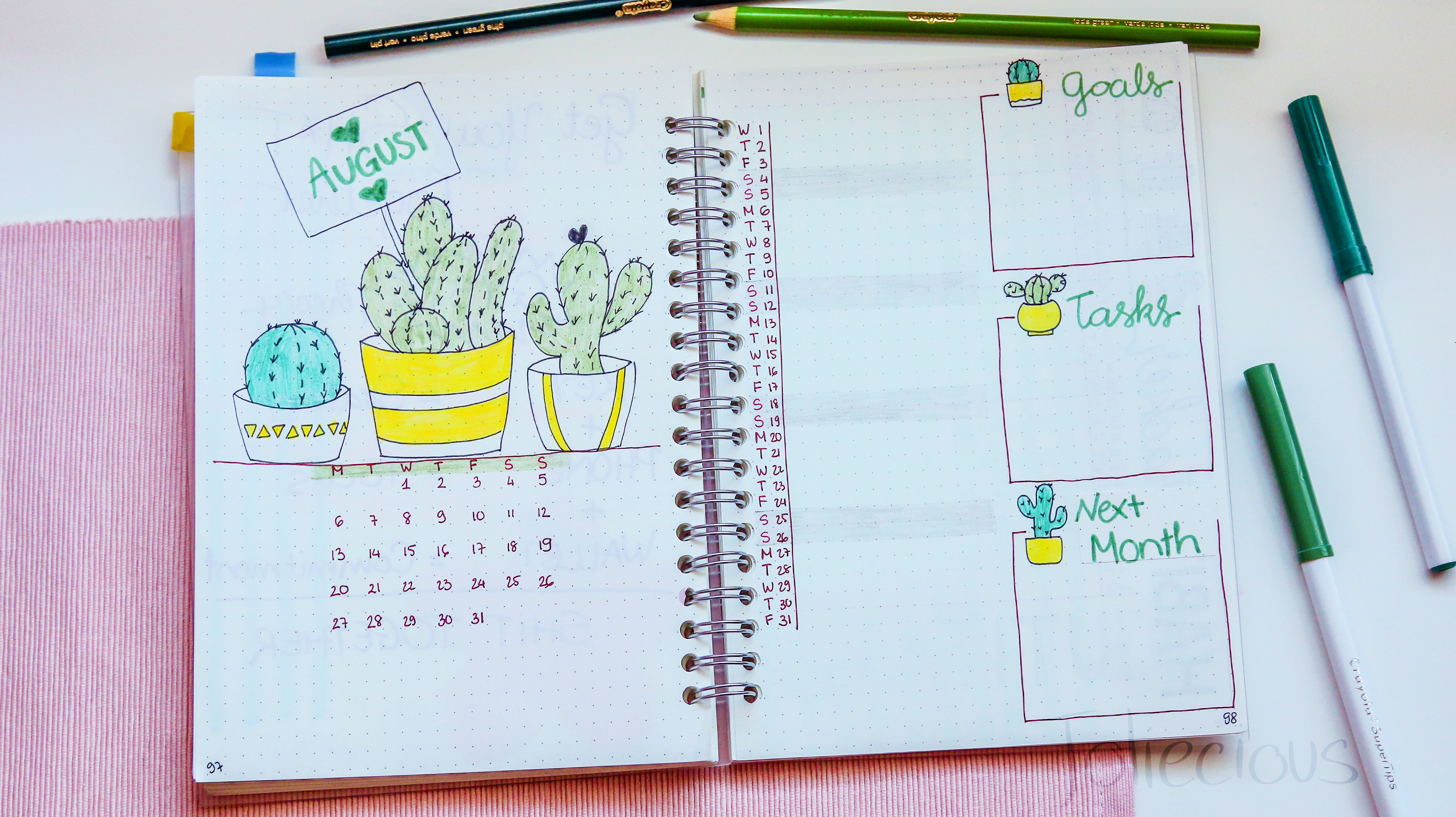 august 2018 bullet journal set up plan with me