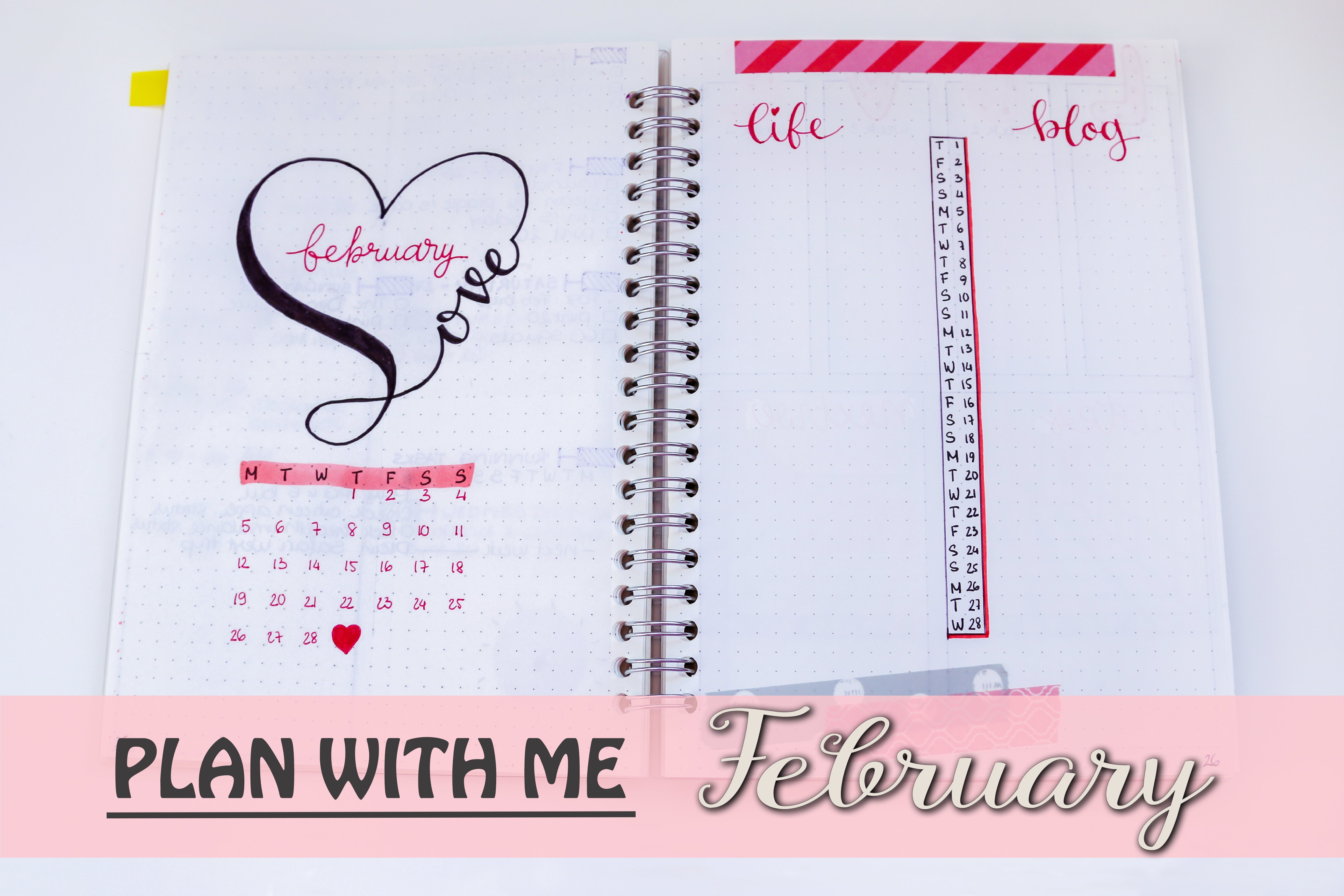 February 2018 Bullet Journal Setup (Plus Free Cover Page Printable)
