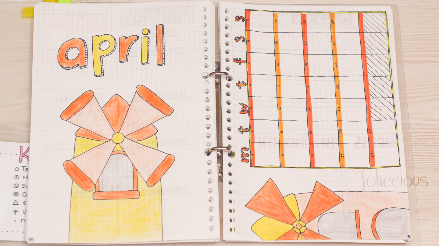 april-bullet-journal-setup-windmill-theme-monthly