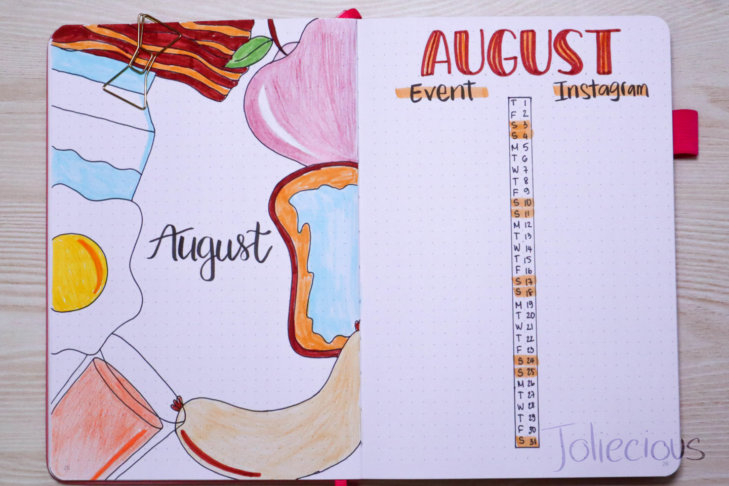 august 2019 bullet journal setup