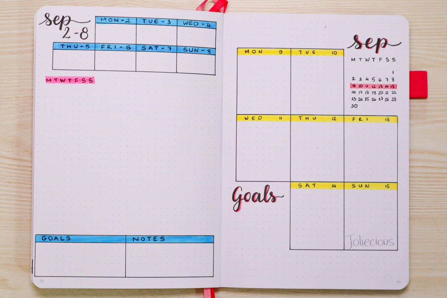 september 2019 bullet journal setup