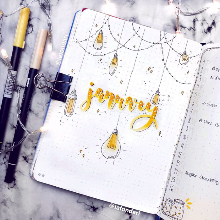 january bullet journal cover page