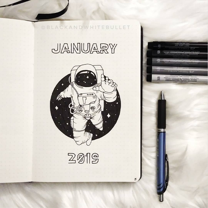 january bullet journal cover page