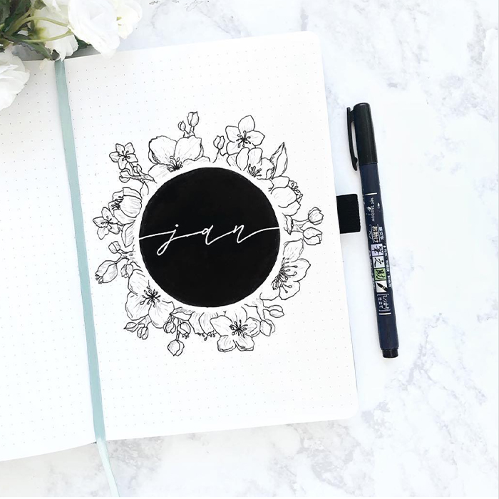 January bullet journal cover page