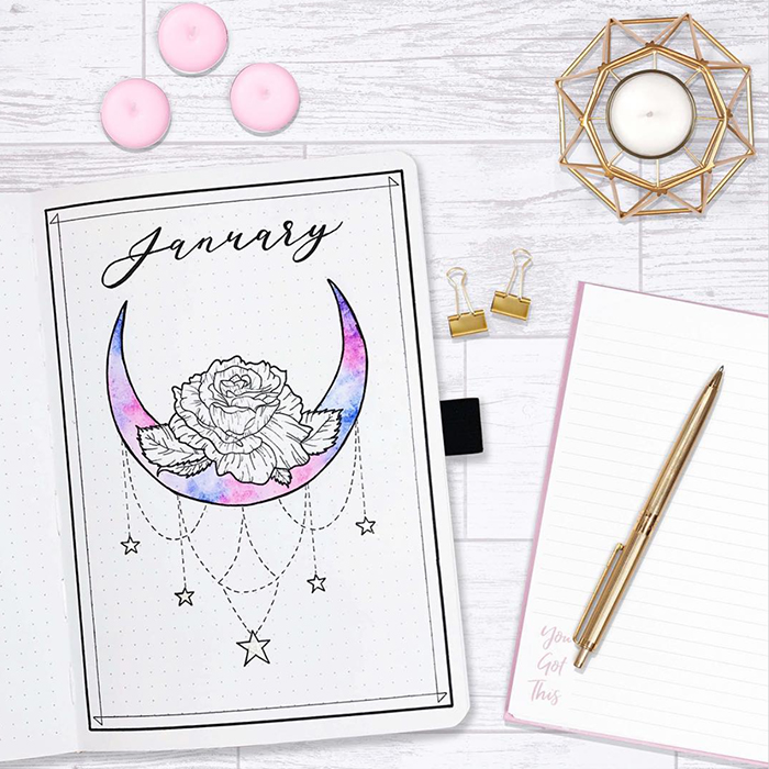 January bullet journal cover page
