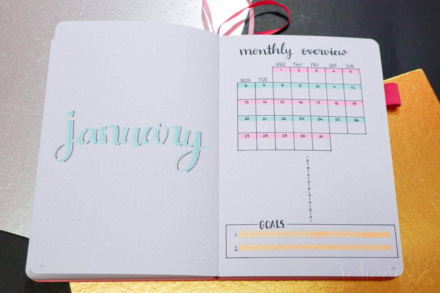 january 2020 bullet journal setup