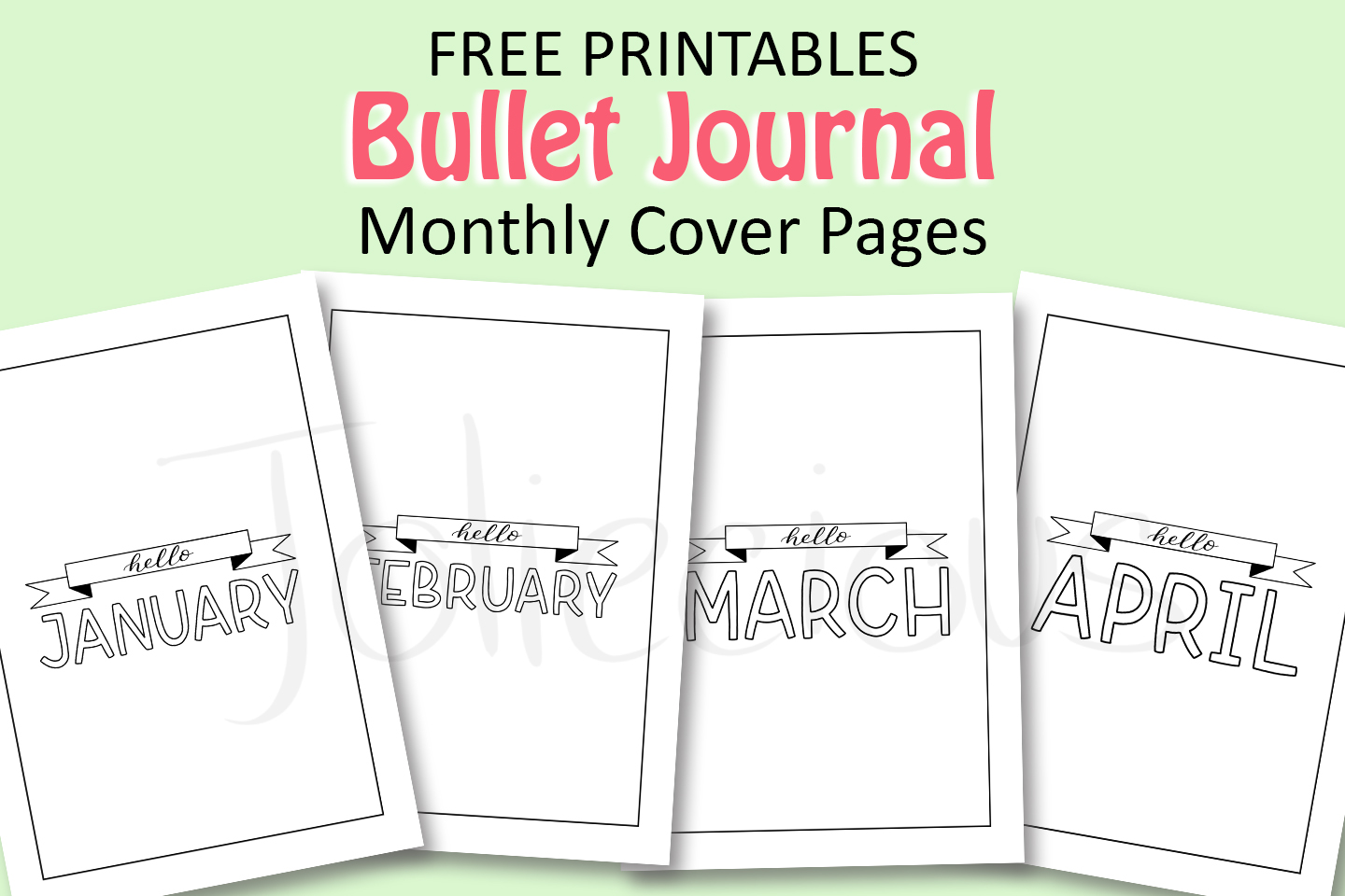 Bullet Journal Cover Page Printables: Set of 12 Months