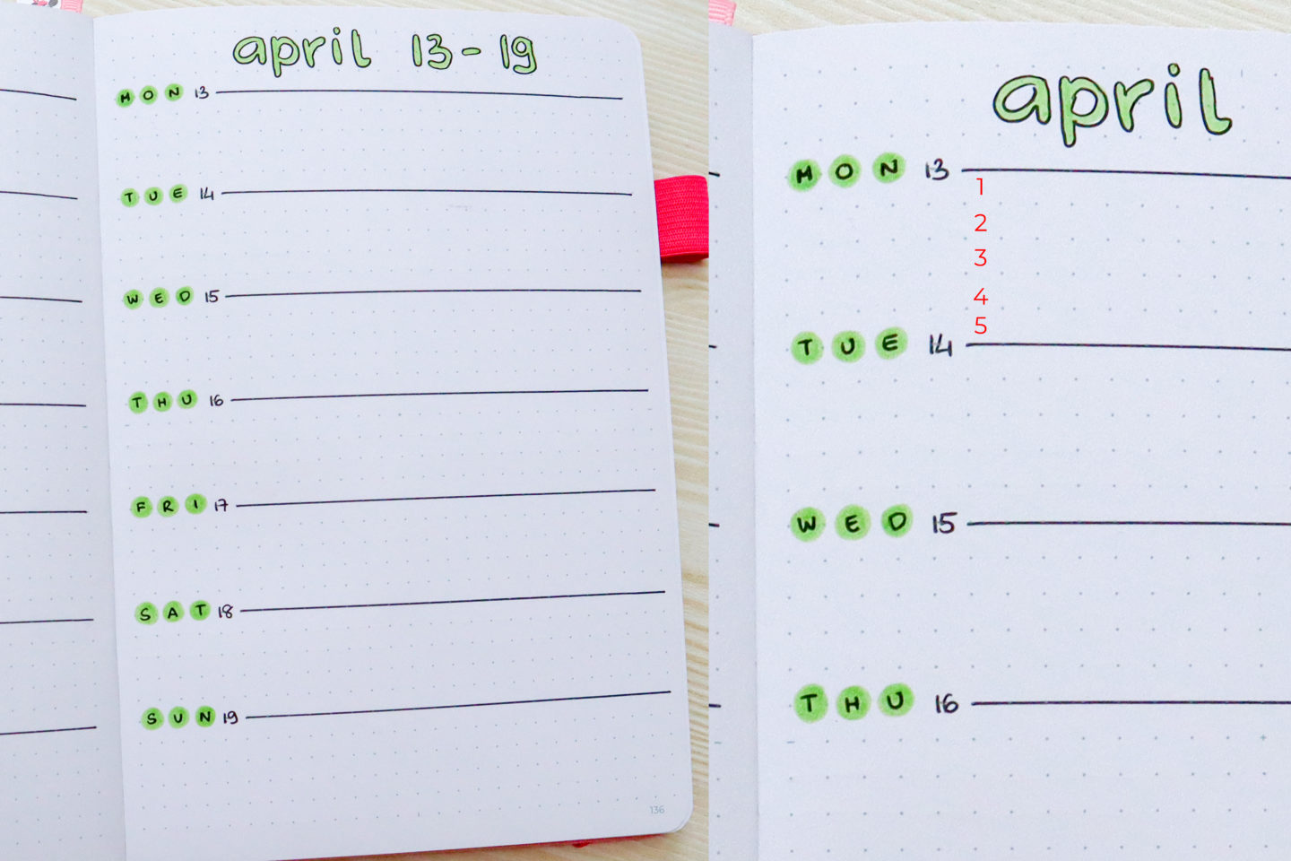 bullet journal grid spacing
