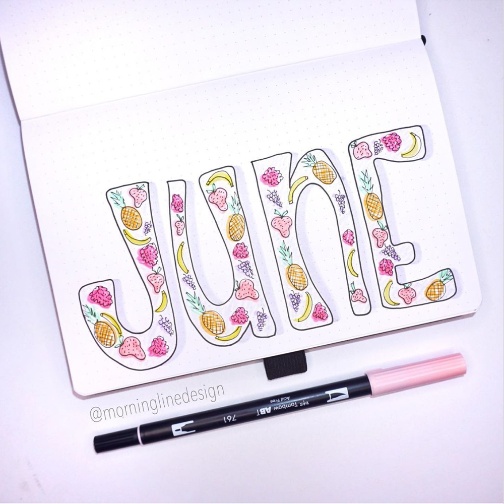 June bullet journal cover page