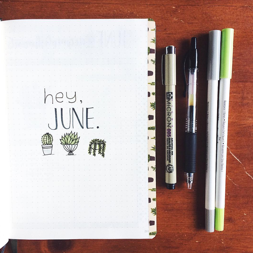 June bullet journal cover page