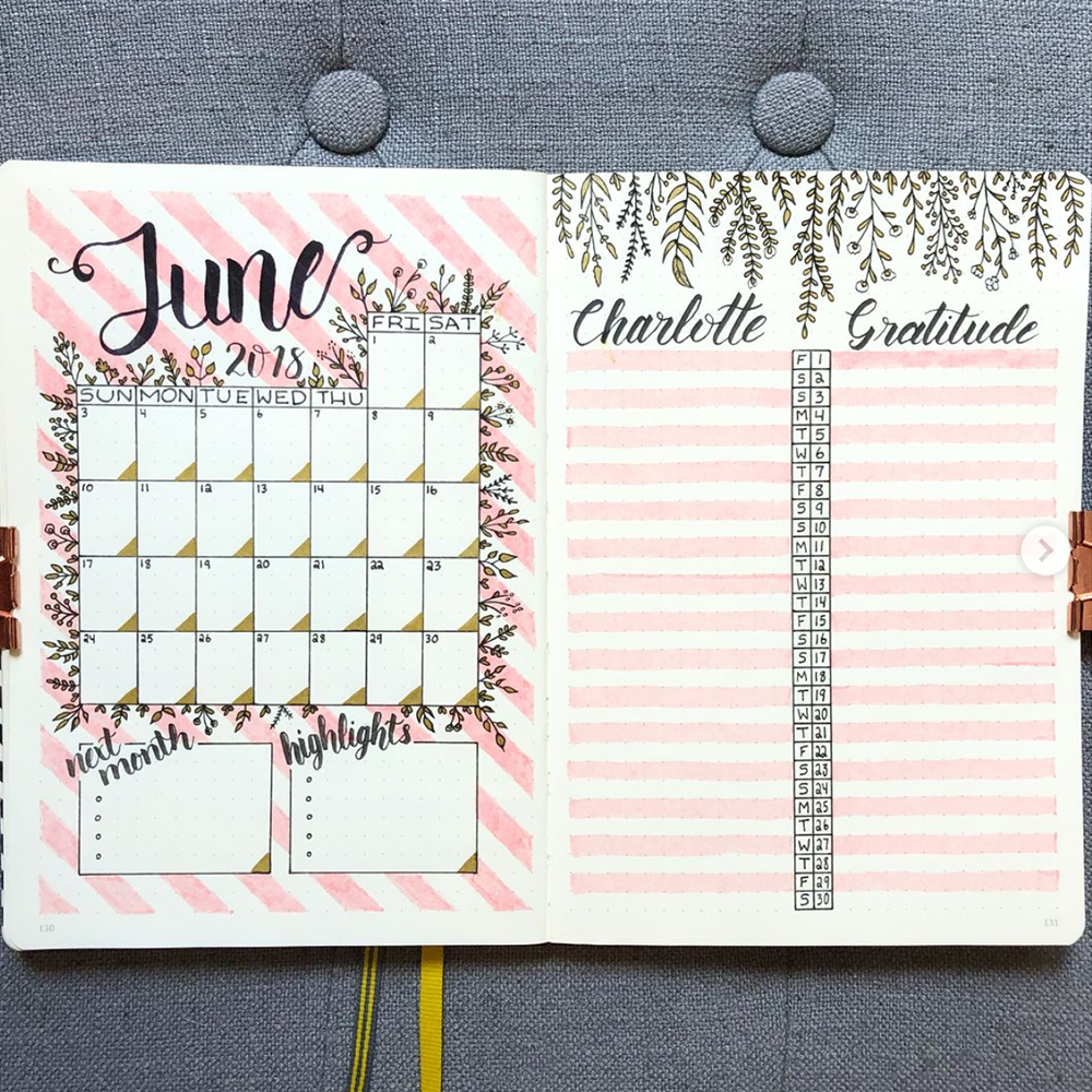 June bullet journal cover page