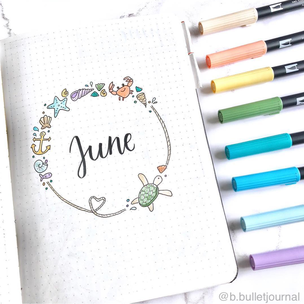 June bullet journal cover page