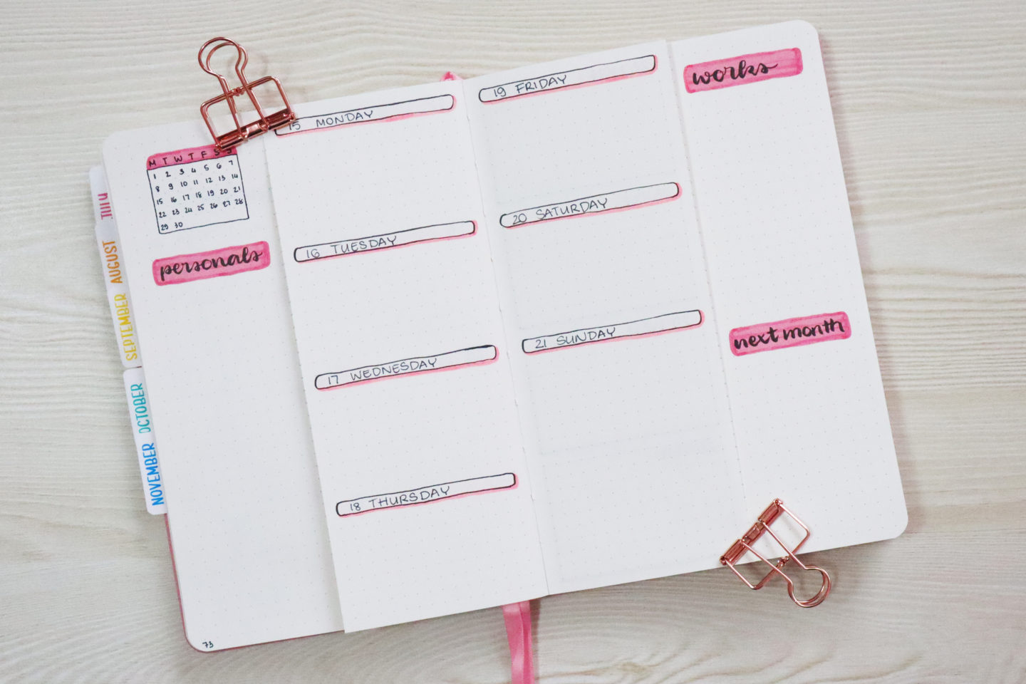 november 2021 bullet journal setup